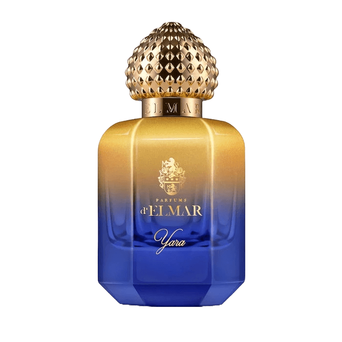 Flakon von Parfums D’Elmar Yara – luxuriöser Unisexduft mit würzigen und ledrigen Noten.