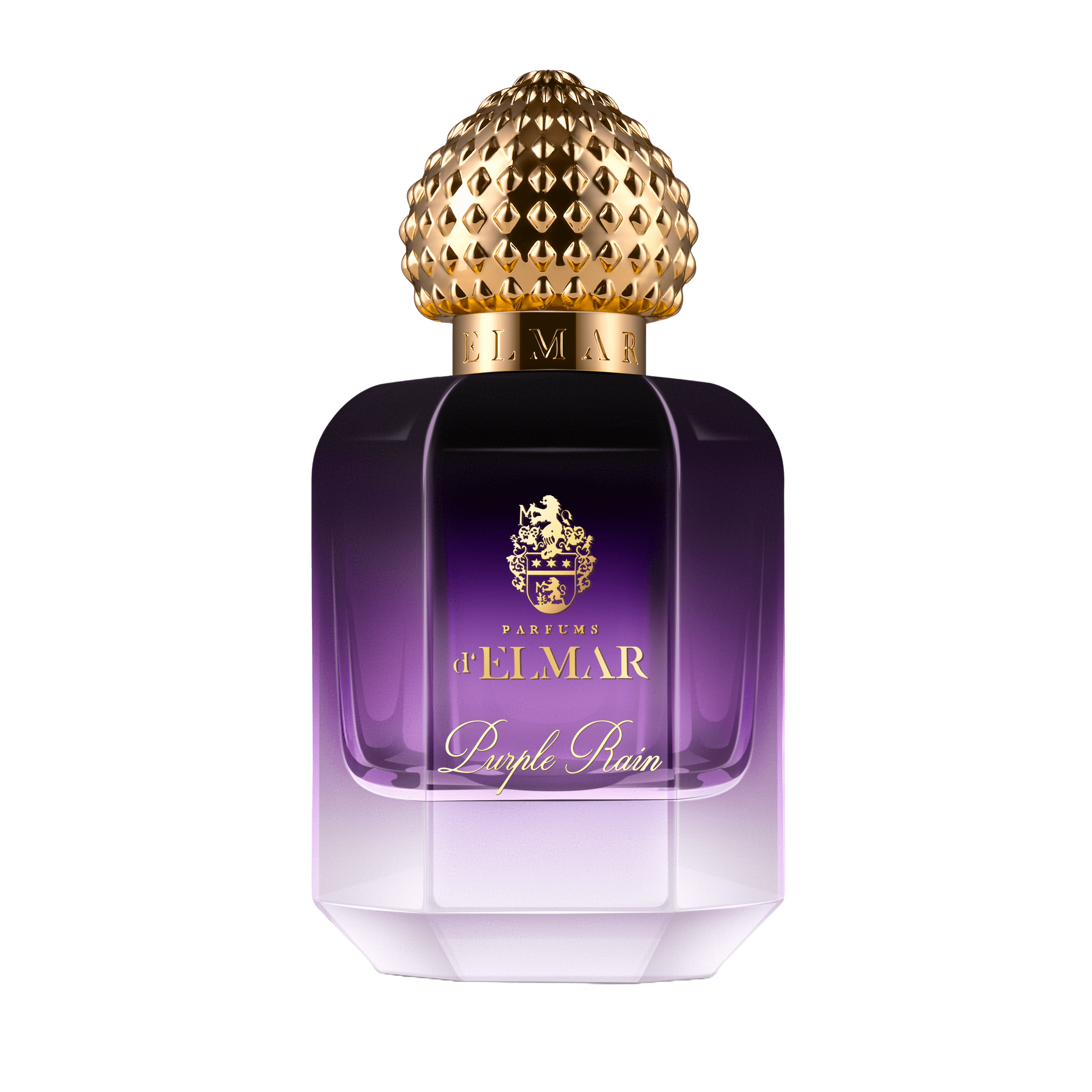 Luxuriöser Flakon von Parfums d’Elmar Purple Rain – exklusives Nischenparfum für Damen und Herren